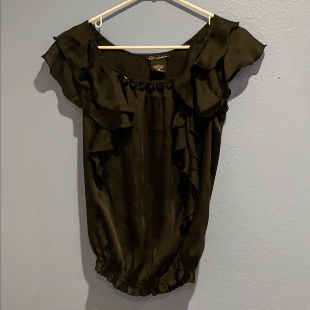 Black ruffle blouse
